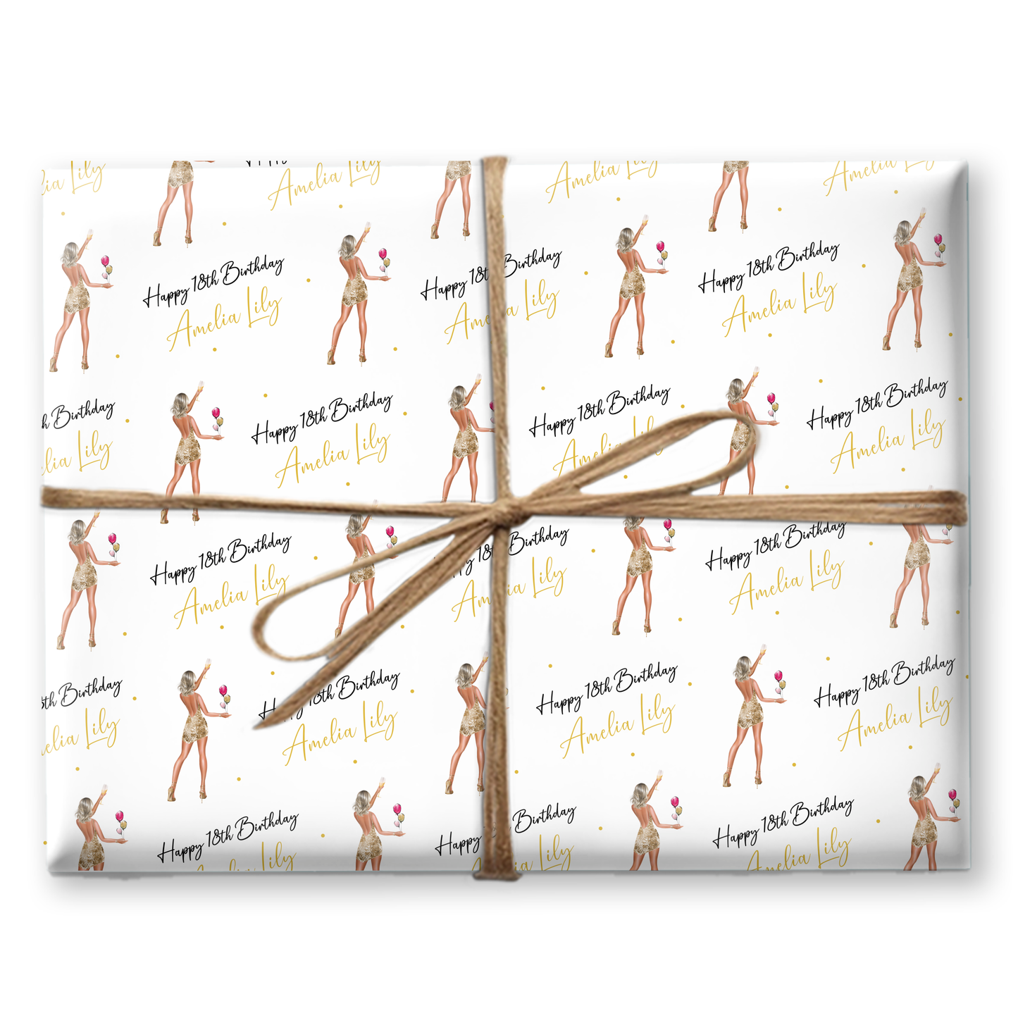 a wrapping paper with a picture of a woman holding a tennis racquet