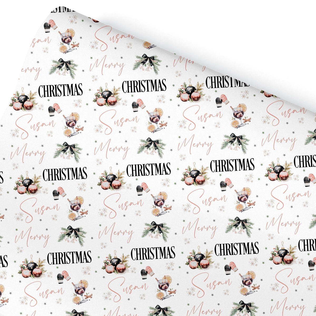 Christmas Gift Wrapping Paper, Personalised Gift Wrap for Her For Him Ladies Christmas Wrapping Paper