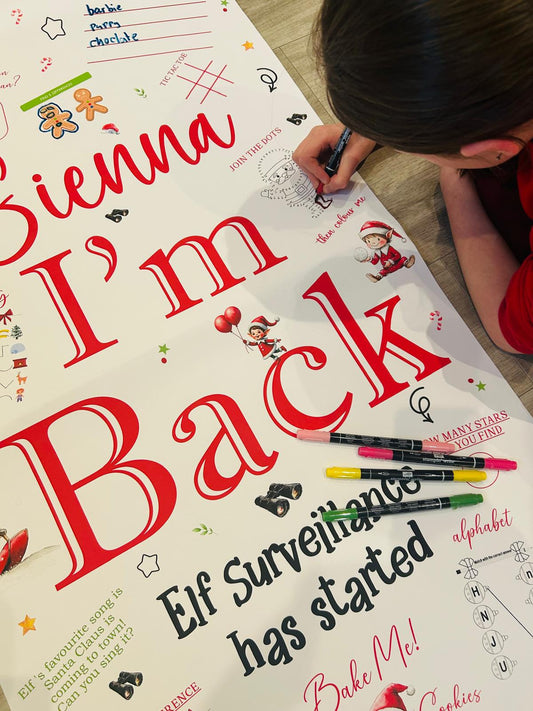 Christmas Elf Arrival Activity Banner Elf Fun Colouring banner, Elf Banner Kids