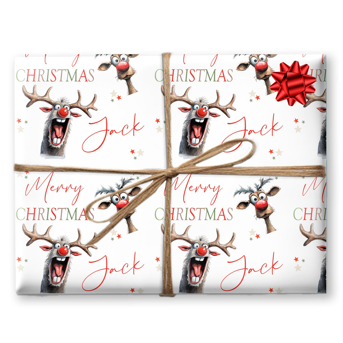 Childrens Wrapping Paper, Funny Reindeer Design, Personalised Boys and Girls Paper, Novelty Gift Wrap Roll Teenage gift wrap