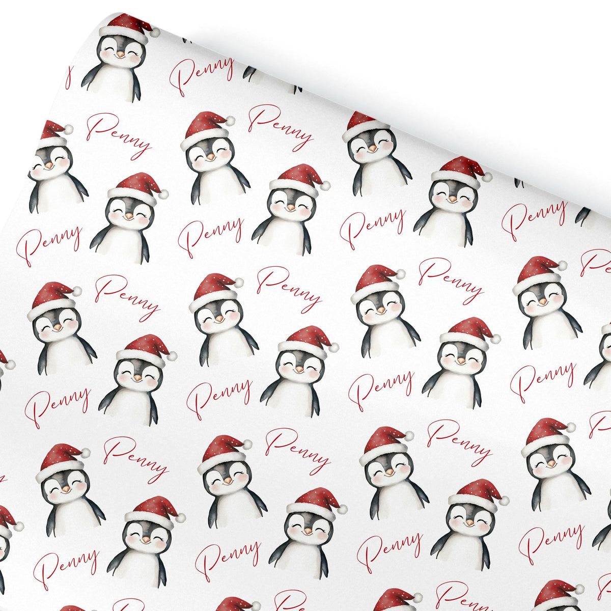 Personalised Christmas Wrapping Paper, Penguin Gift Wrap Kids