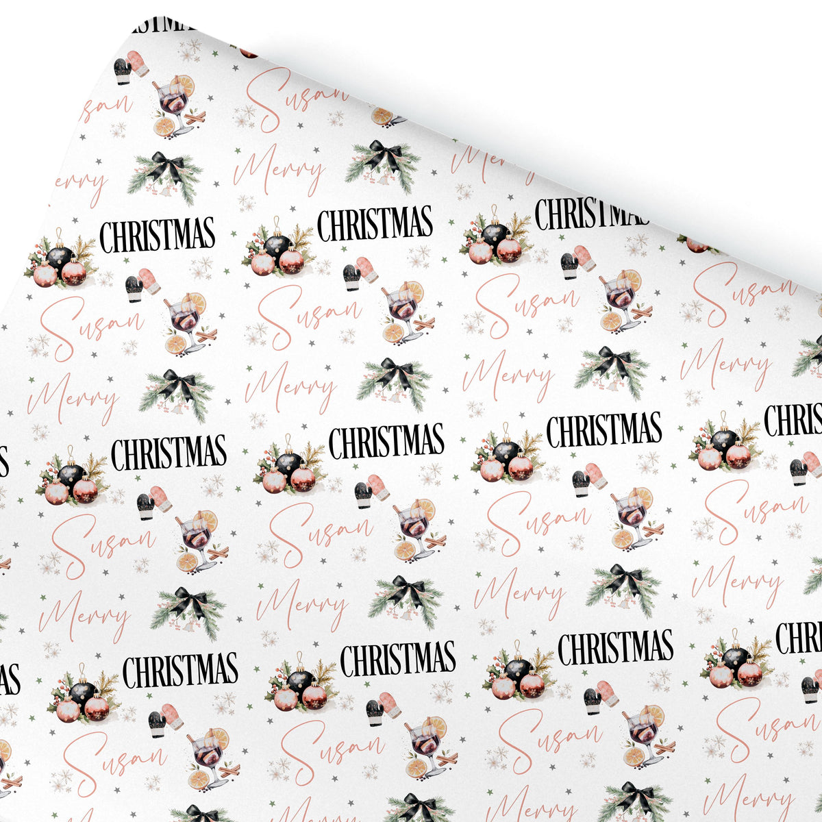 Personalised Gift Wrap for Her For Him Ladies Christmas Wrapping