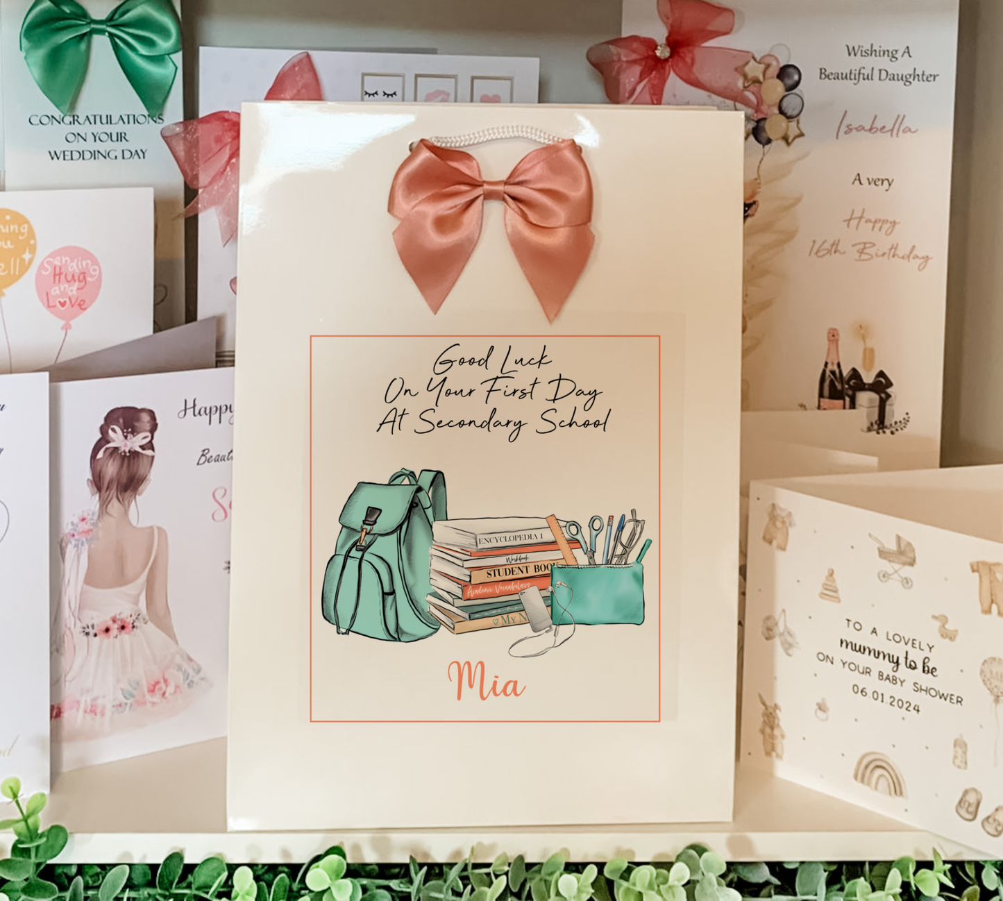 a display of greeting cards and greeting cards