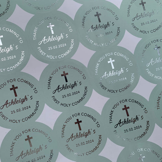 a bunch of stickers with a cross on them