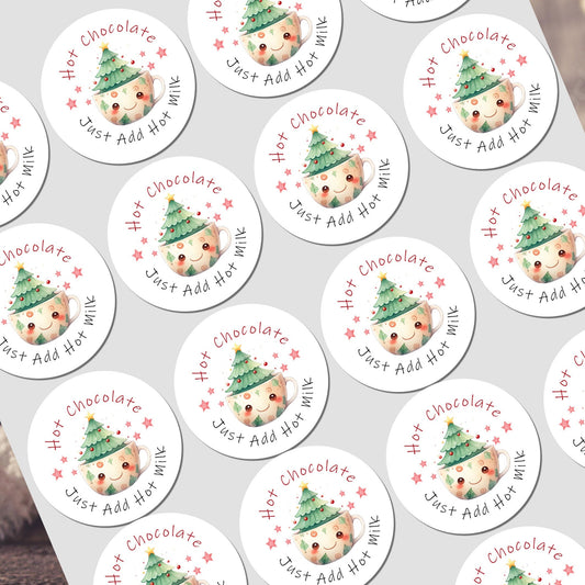 Personalised Christmas Stickers for Hot Chocolate Gift Wrap Label