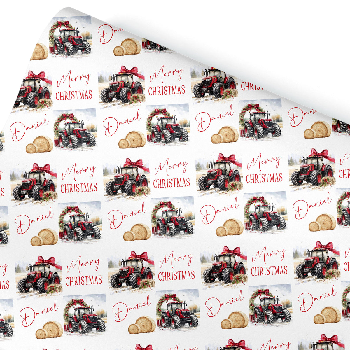 Personalised Christmas Gift Wrap – Far Yard Tractor Design Wrapping Paper