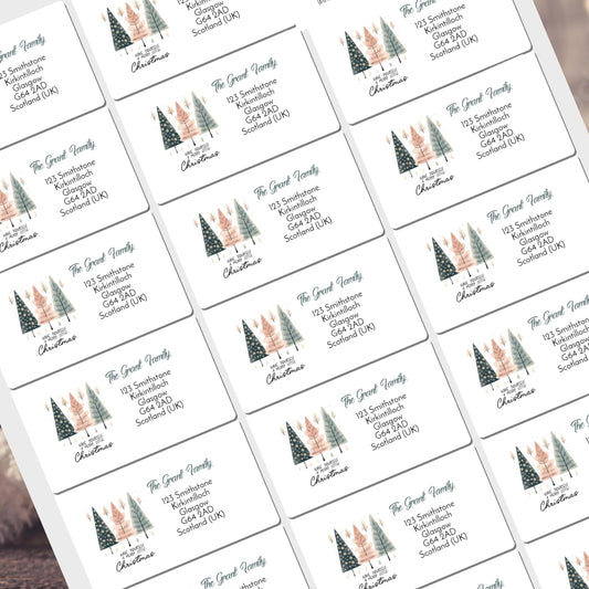 Christmas Address Labels rectangle personalised Christmas stickers business stickers