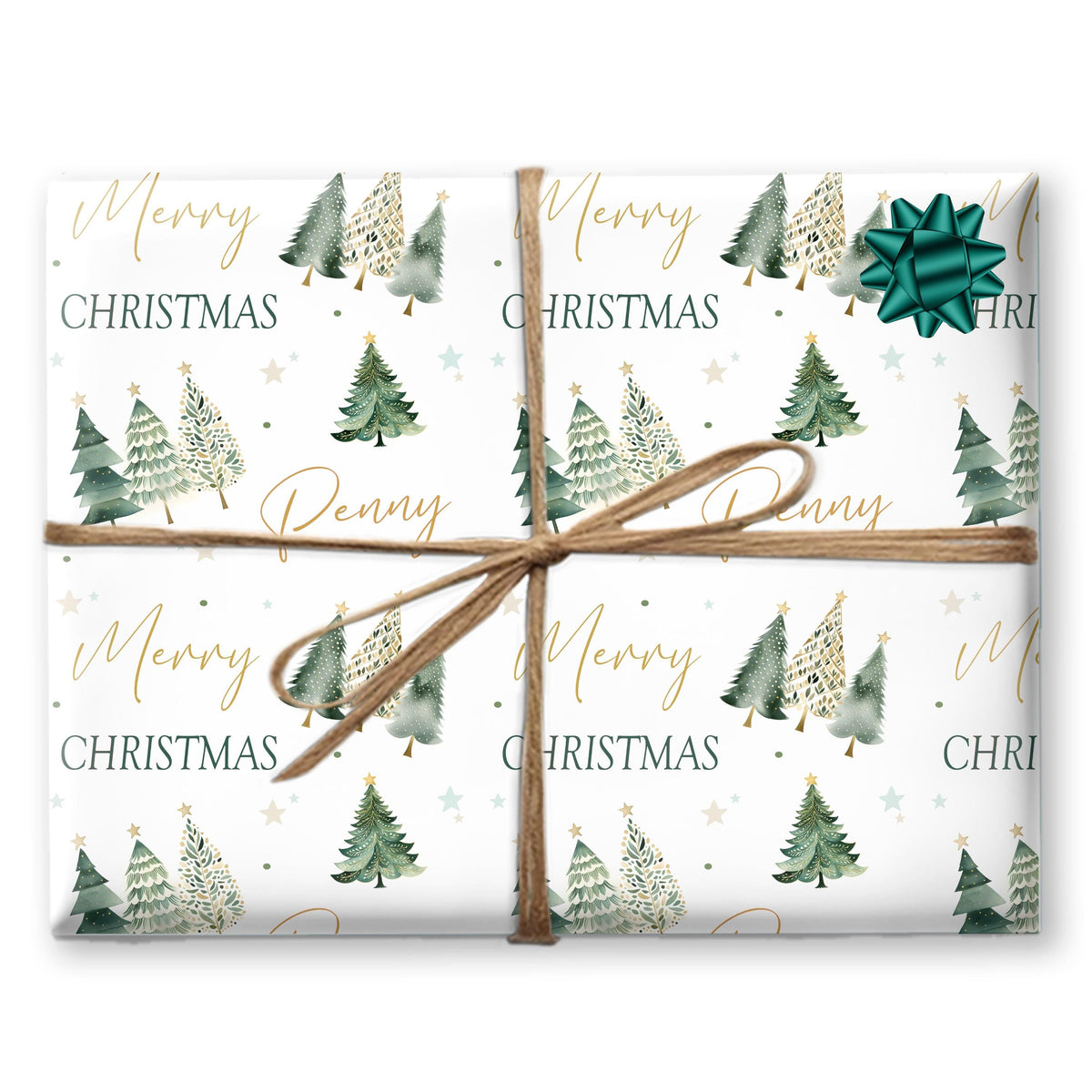Personalised Christmas Wrapping Paper, Christmas Trees Gift Wrap