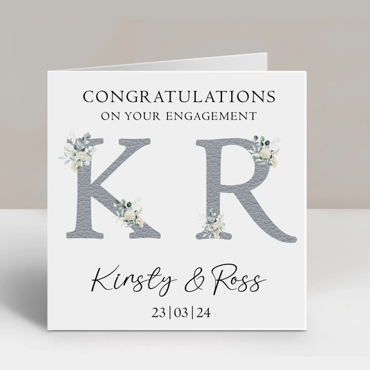 a congratulations card with the letter k and flowers on it