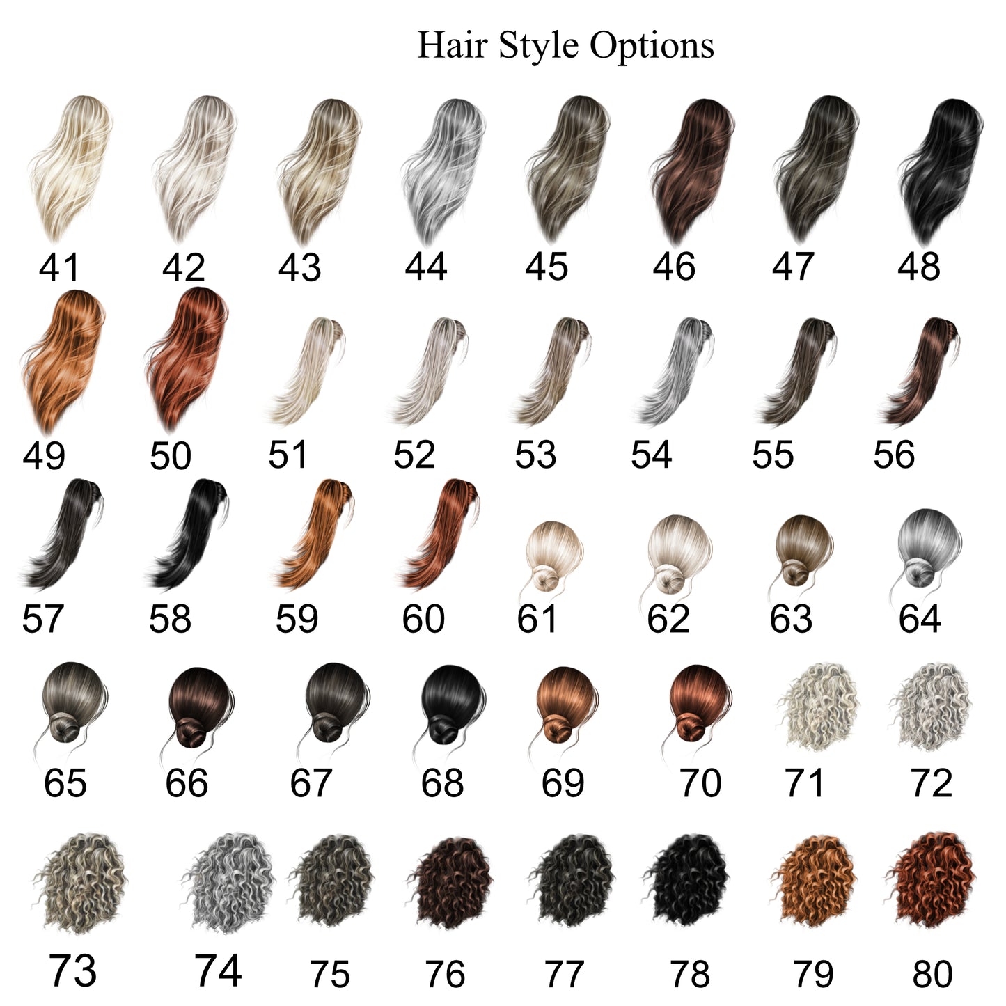 a bunch of different types of hair