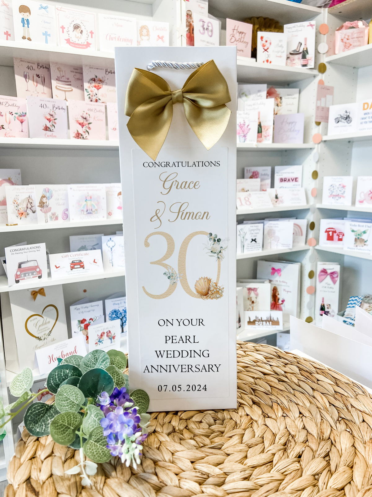 Personalised Bottle Bag For Pearl Wedding Anniversary