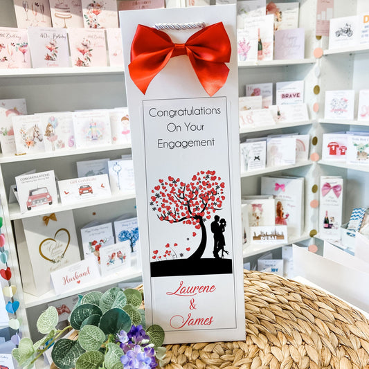 Congratulations On Your Engagement Wine/Champagne Gift Bag Tree of Hearts Couple