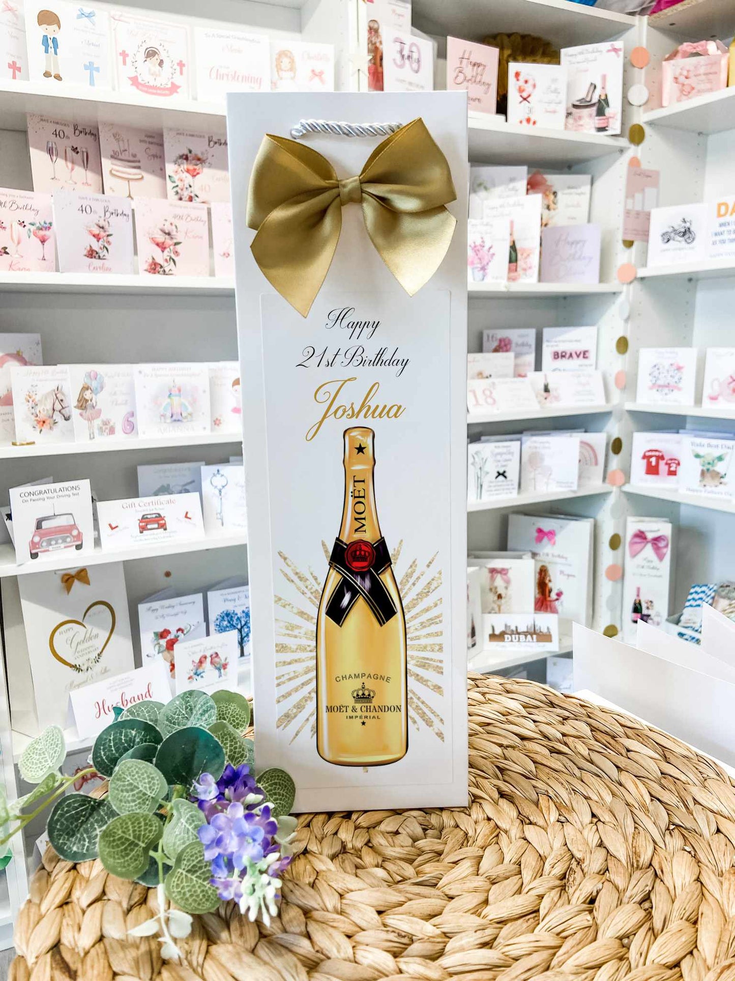 Personalised Gold Champagne Gift Bag – Elegant Custom Gift Bag for Special Occasions