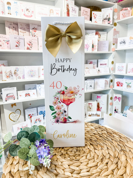 Birthday Bottle Gift Bag For Her Floral Cocktail