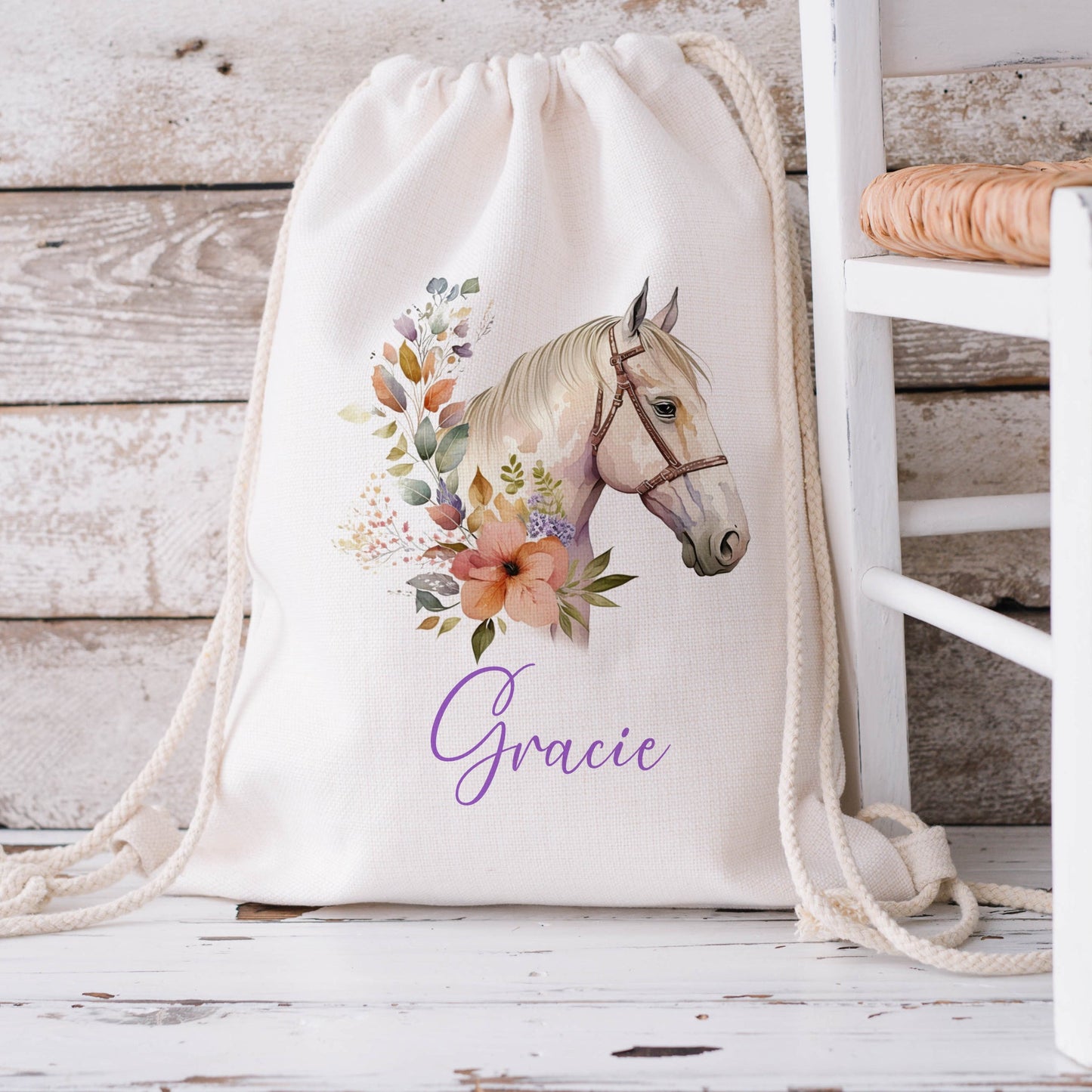 Personalised Horse Drawstring Bag