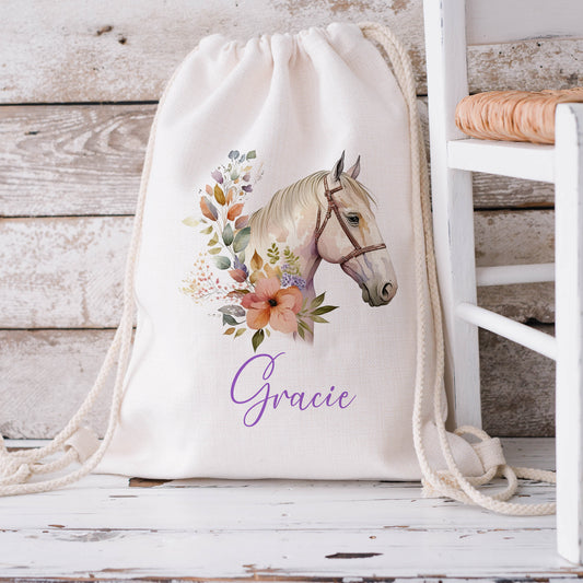 Personalised Horse Drawstring Bag