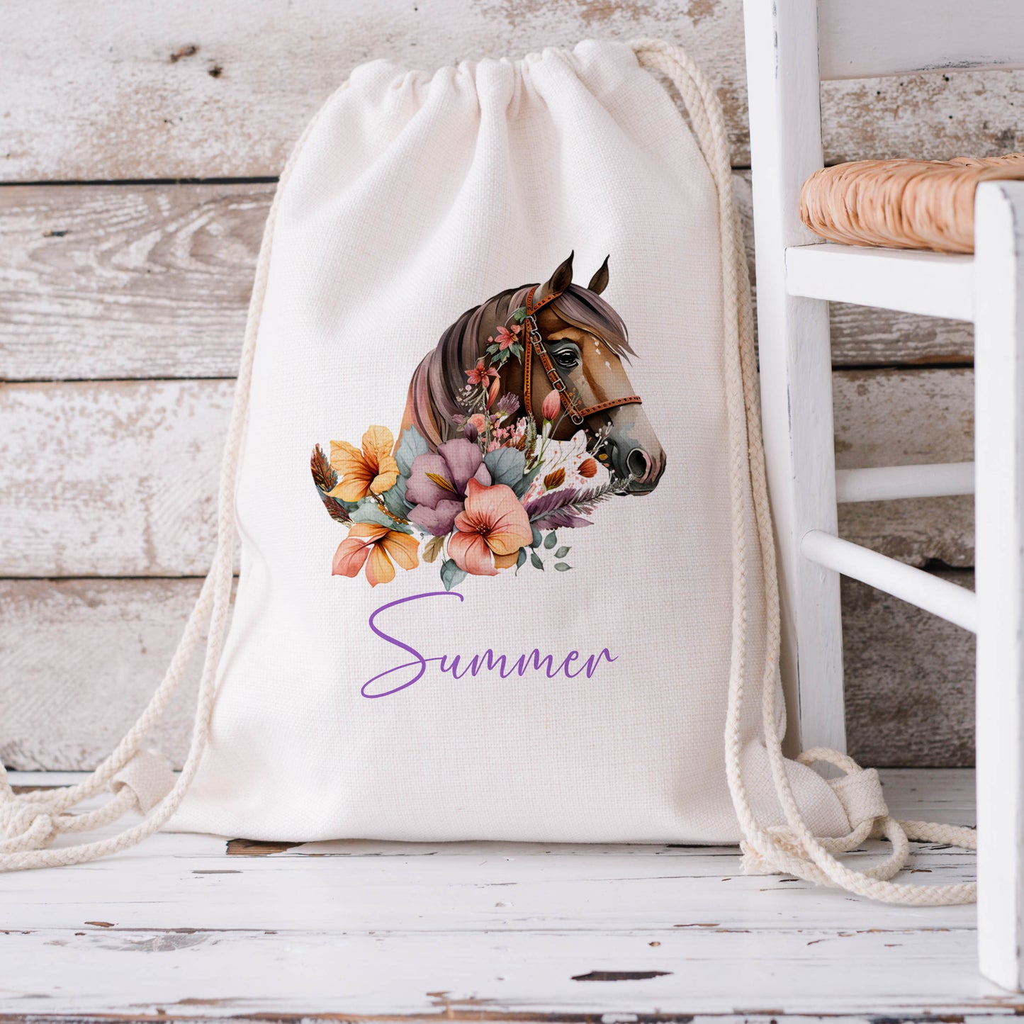 Personalised Horse Drawstring Bag