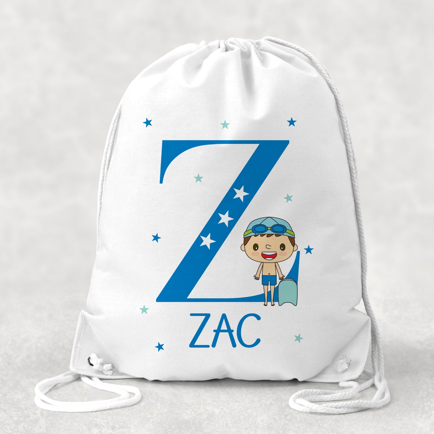 Pesonalised Girl's & Boys Swimming Bag, Drawstring Closure