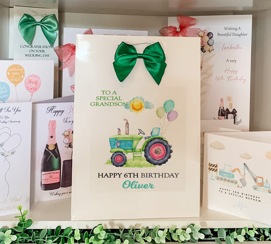 Personalised Tractor Birthday Gift Bag