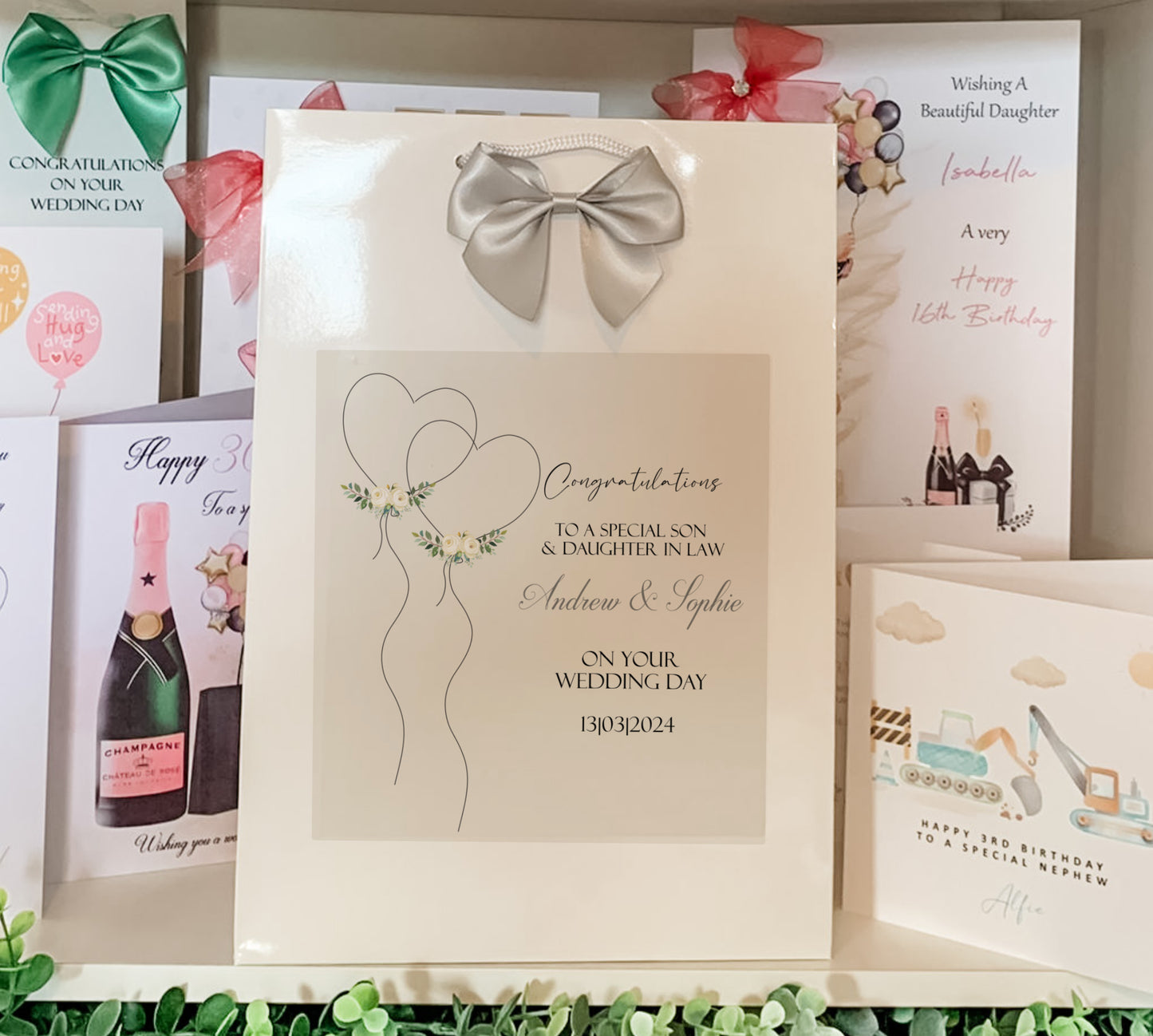 Personalised Wedding Card Money Wallet Heart Balloon