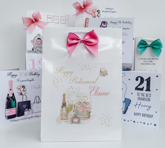 Retirement Gift Bag Champagne & Flowers