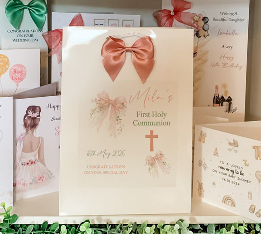 First Holy Communion Gift Bag, Bow Design