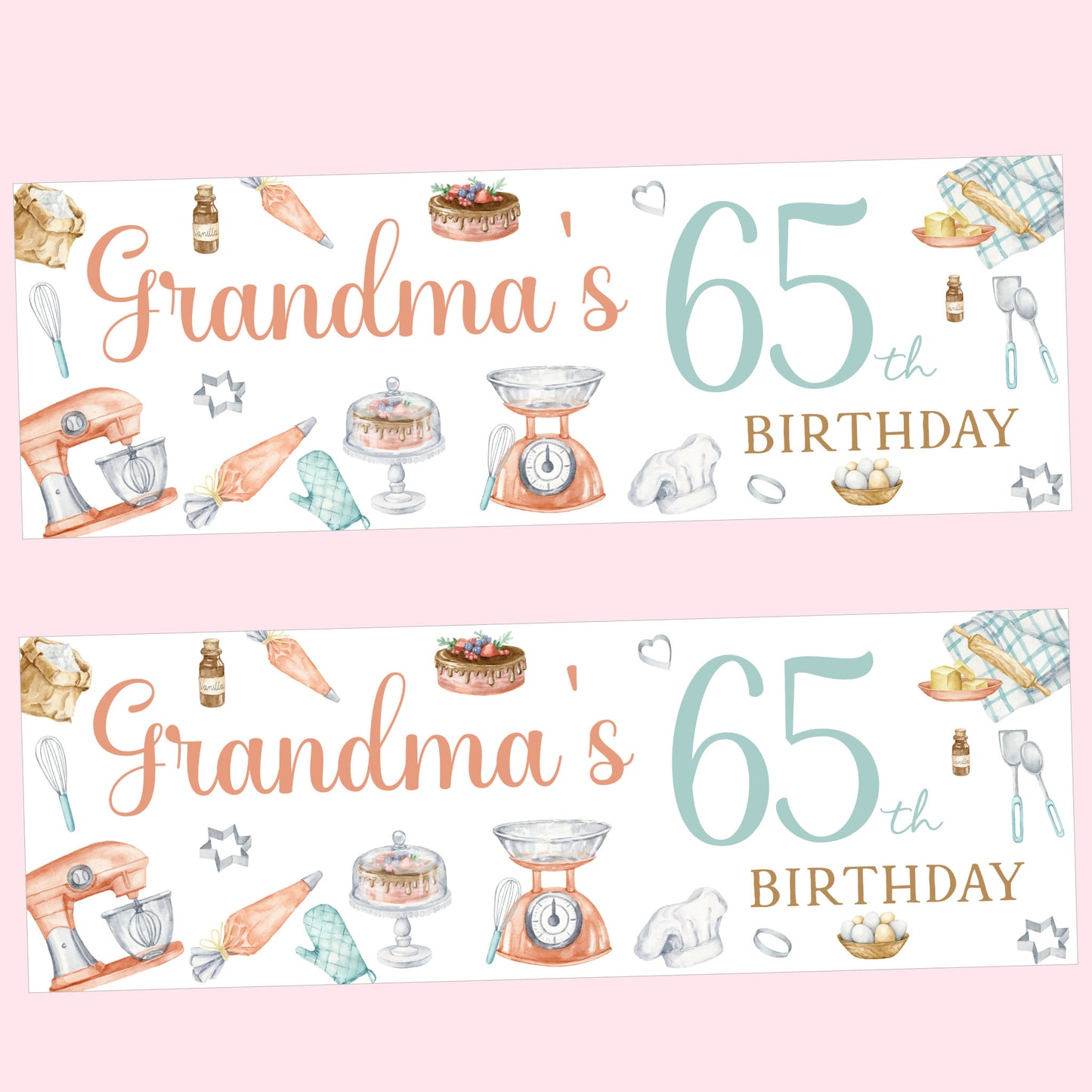 Baking Cakes Birthday Party Banner Personalised