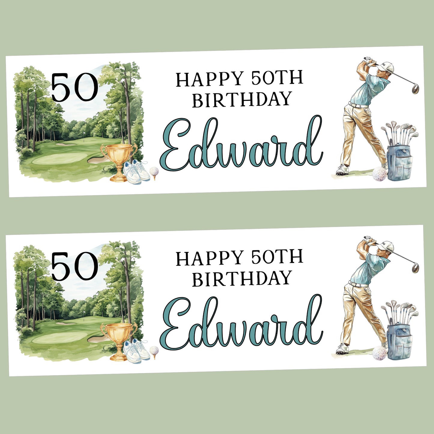 Golfing Birthday Party Banner Personalised