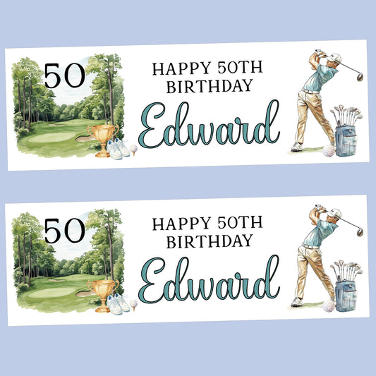 Golfing Birthday Party Banner Personalised