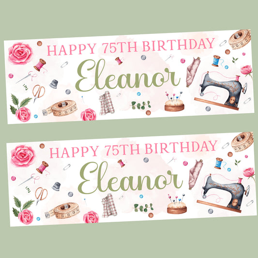 Sewing Dressmaking Birthday Party Banner Personalised