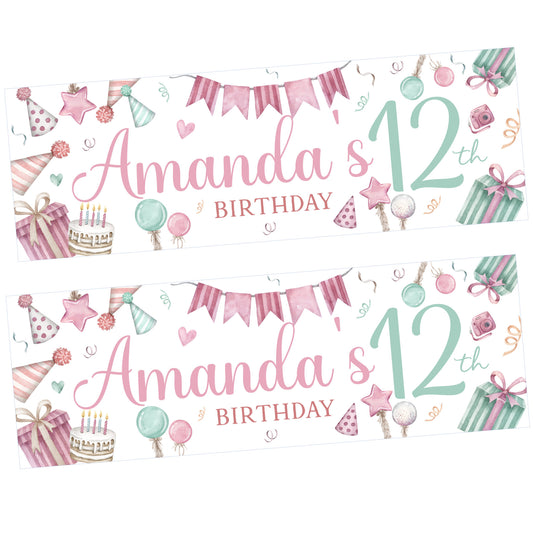 Pastels Birthday Party Banner Personalised