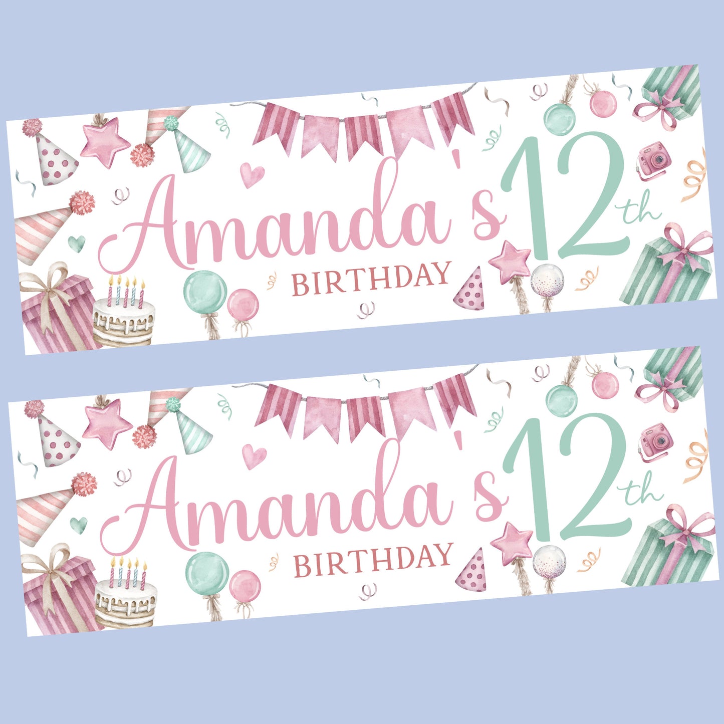 Pastels Birthday Party Banner Personalised