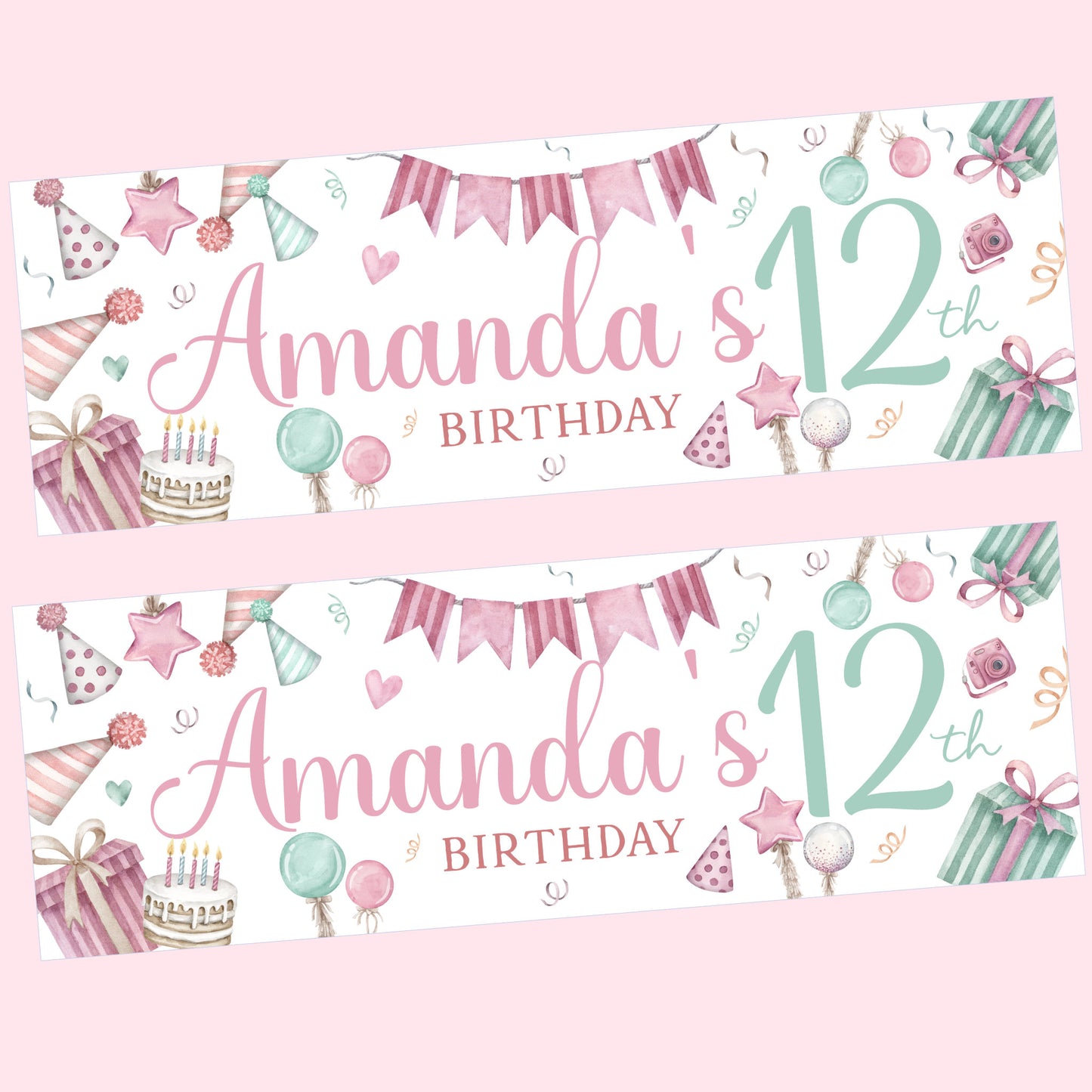 Pastels Birthday Party Banner Personalised