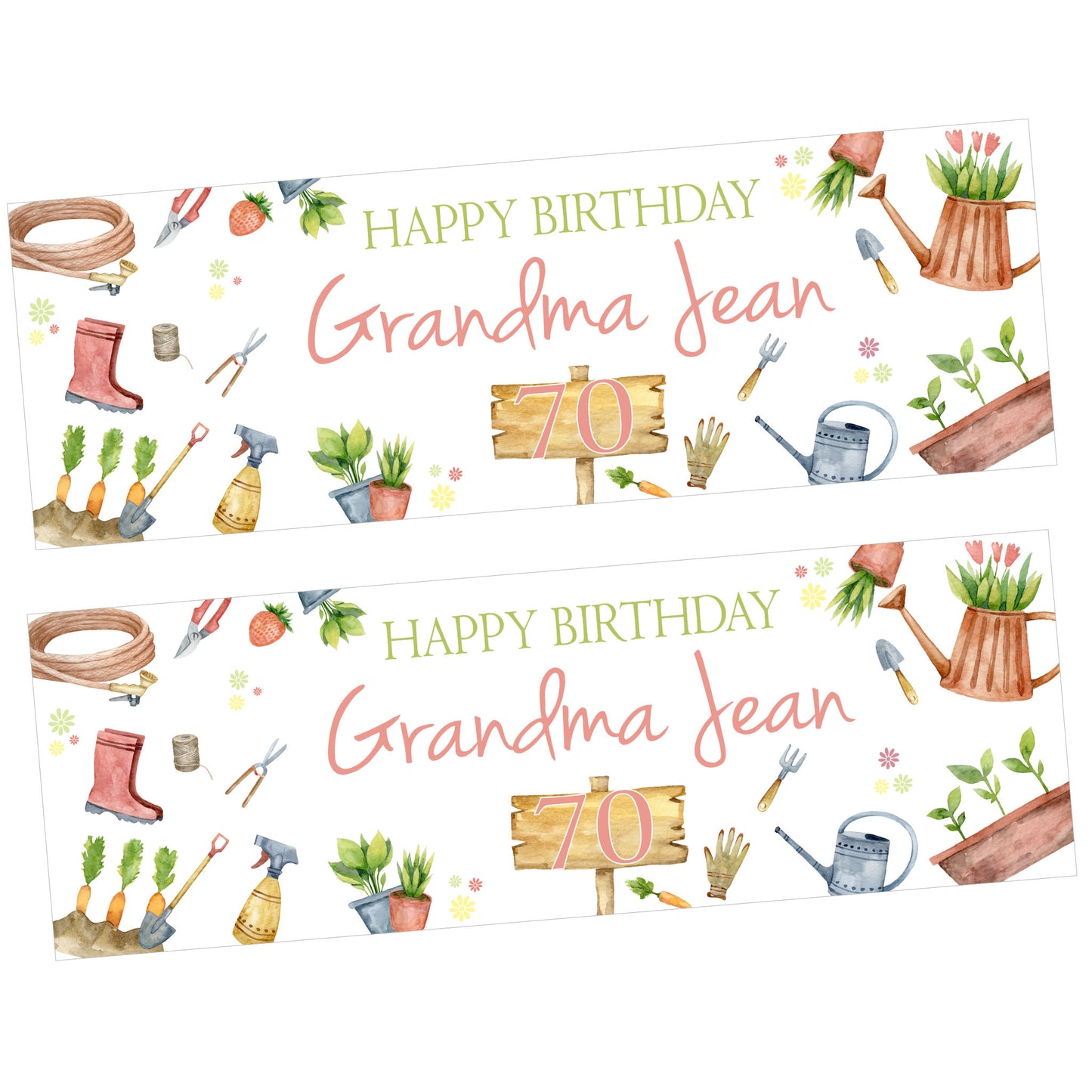 Gardening Birthday Party Banner Personalised