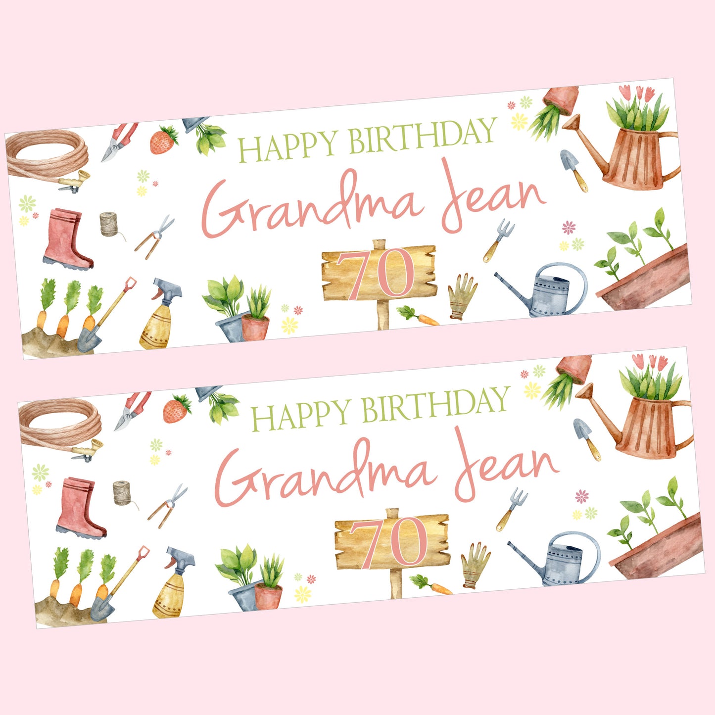 Gardening Birthday Party Banner Personalised
