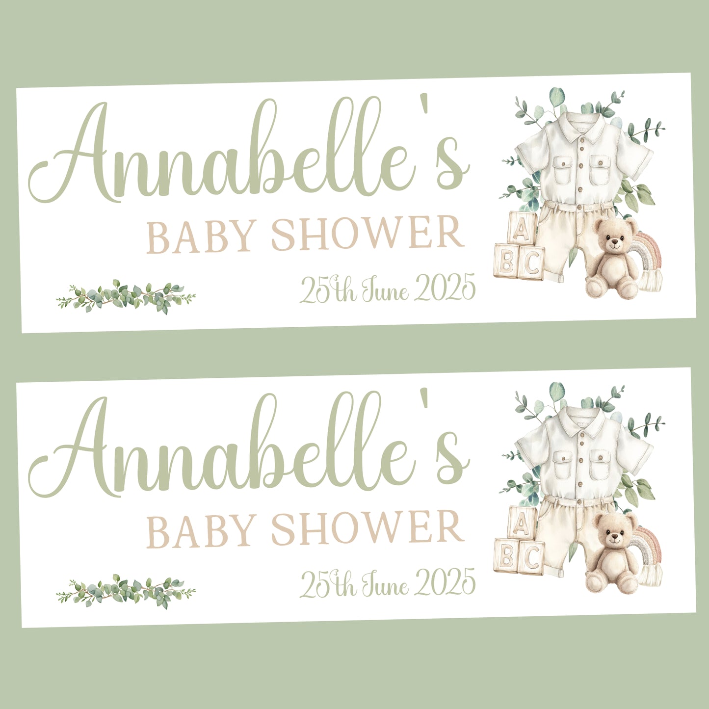 Personalised Baby Shower Party Banner Baby Boy Romper