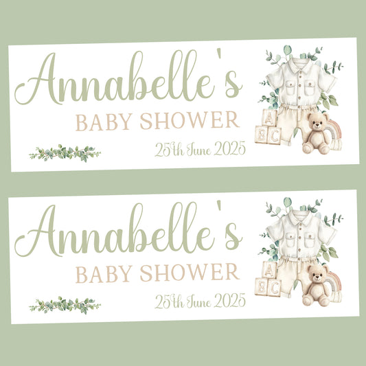 Personalised Baby Shower Party Banner Baby Boy Romper