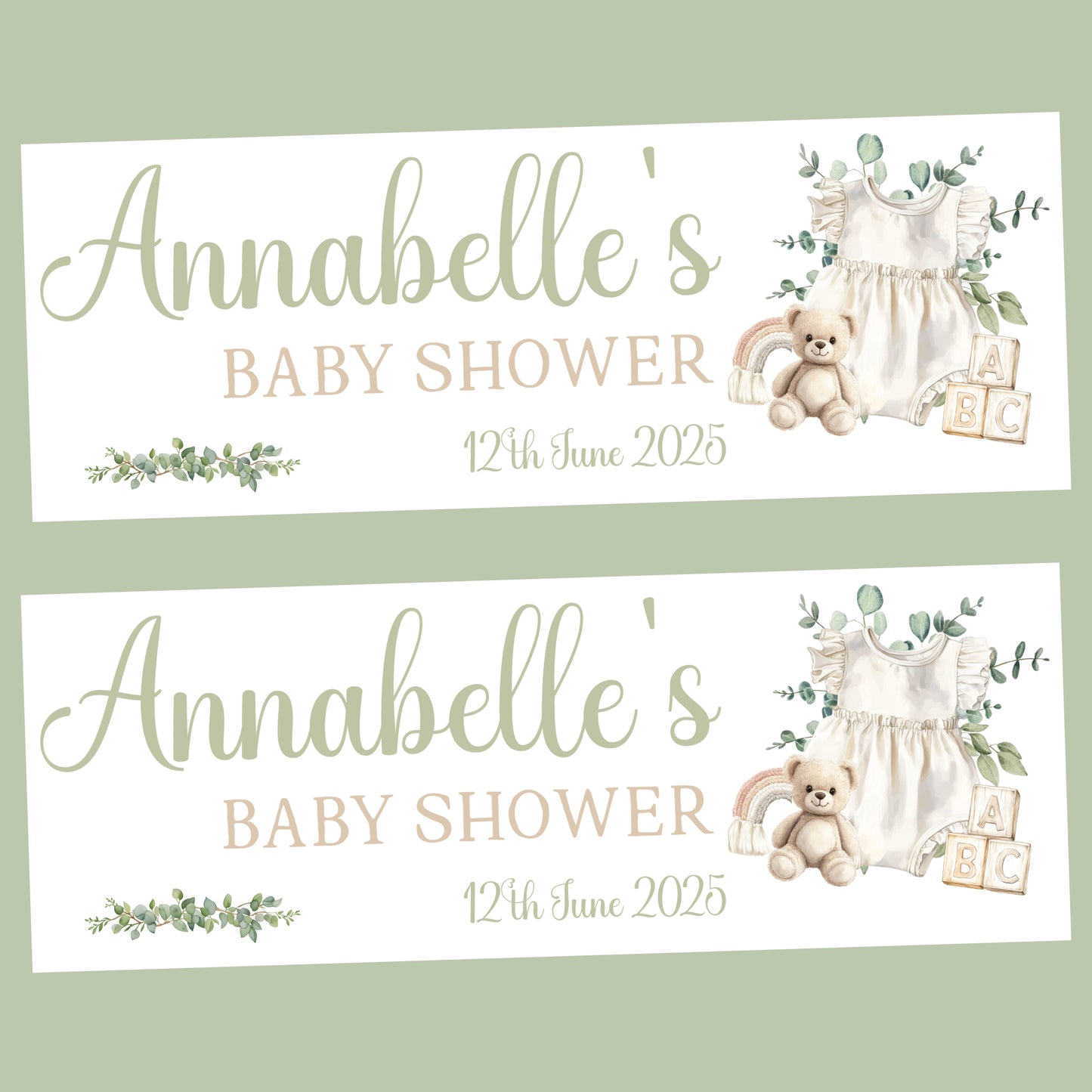 Personalised Baby Shower Party Banner Baby Girl Romper