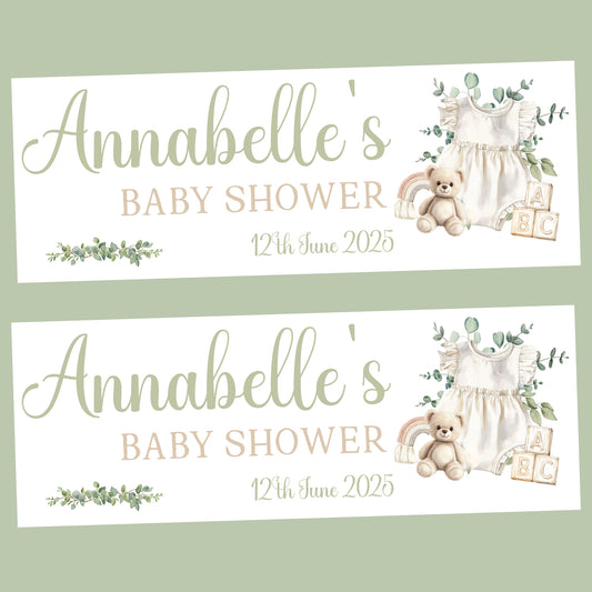 Personalised Baby Shower Party Banner Baby Girl Romper