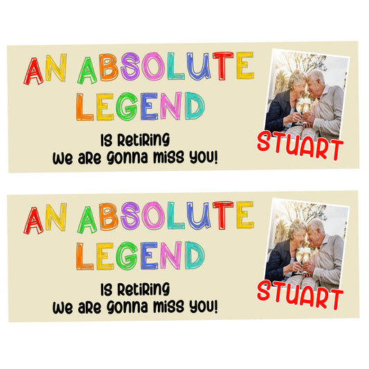 Congratulations on Your Retirement Banner, Personalised Party Decor, Poster, An Absolute Legend