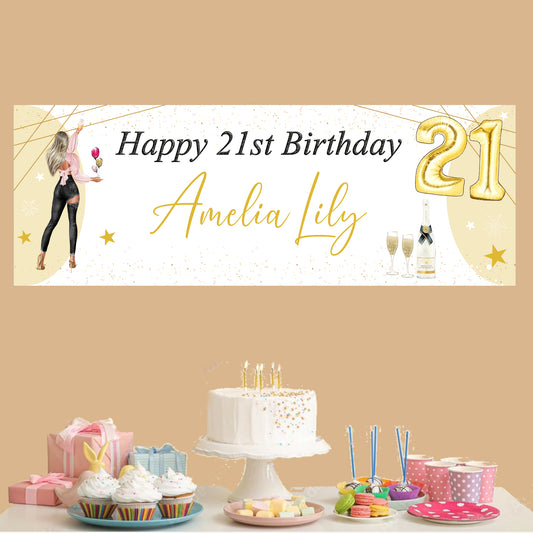Personalised Birthday Party Banner Girl Black Jeans