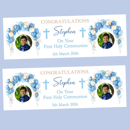 First Holy Communion Party Banner, Personalised with Name
