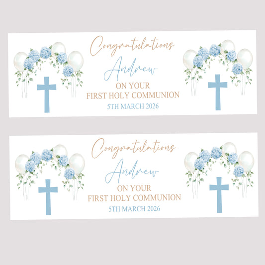 First Holy Communion Party Banner, Personalised with Name