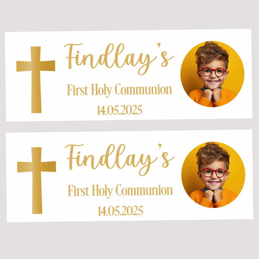 Gold Cross First Holy Communion Party Banner