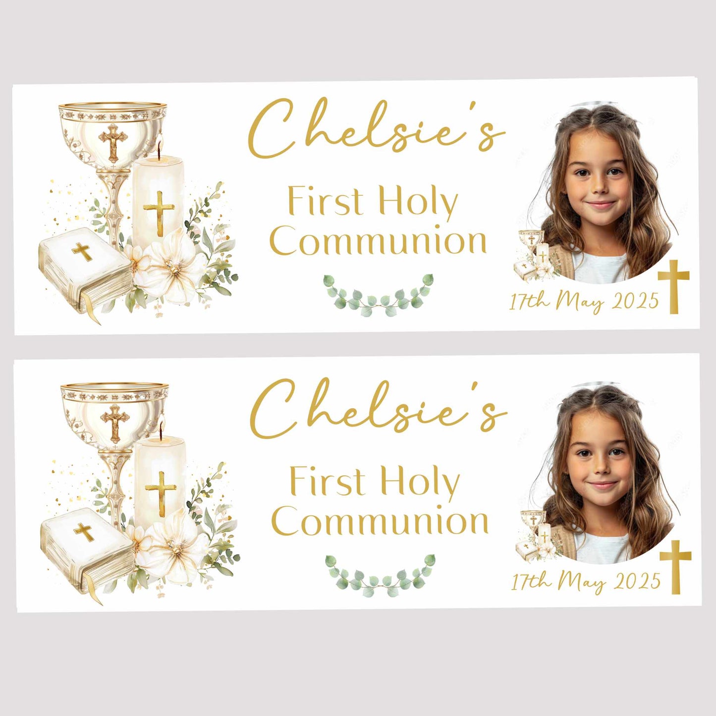 Gold Chalice First Holy Communion Party Banner