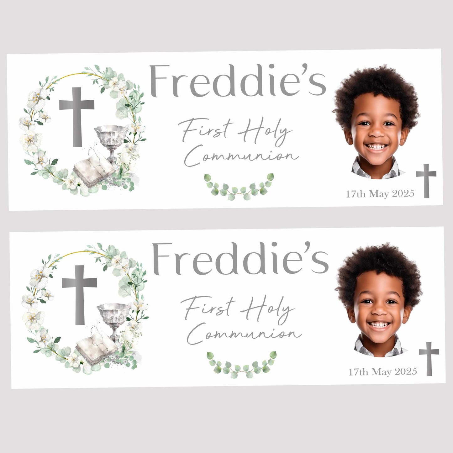 Floral Chalice First Holy Communion Party Banner