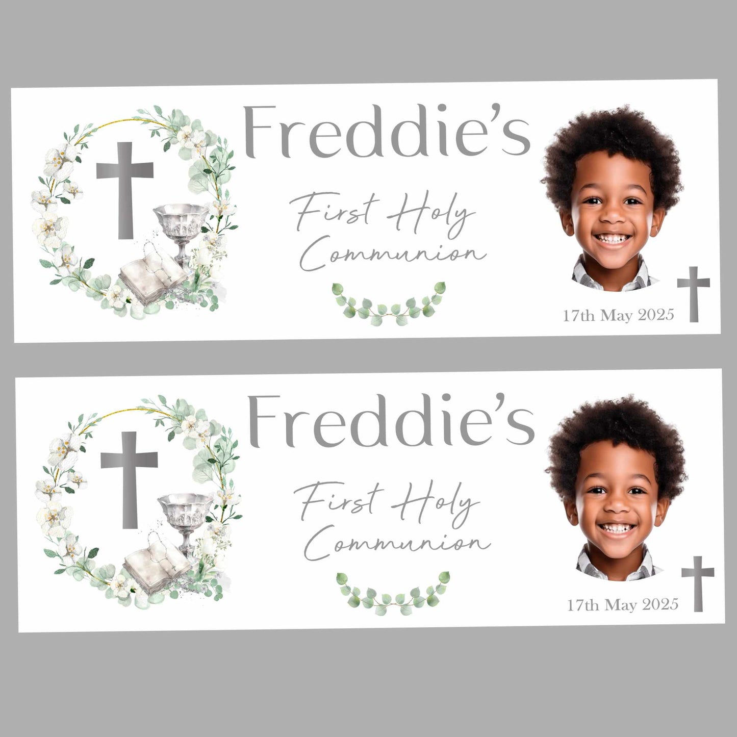Floral Chalice First Holy Communion Party Banner