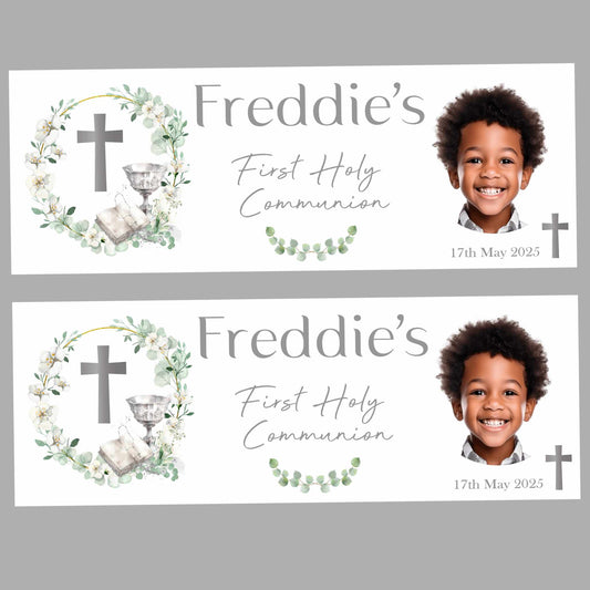 Floral Chalice First Holy Communion Party Banner