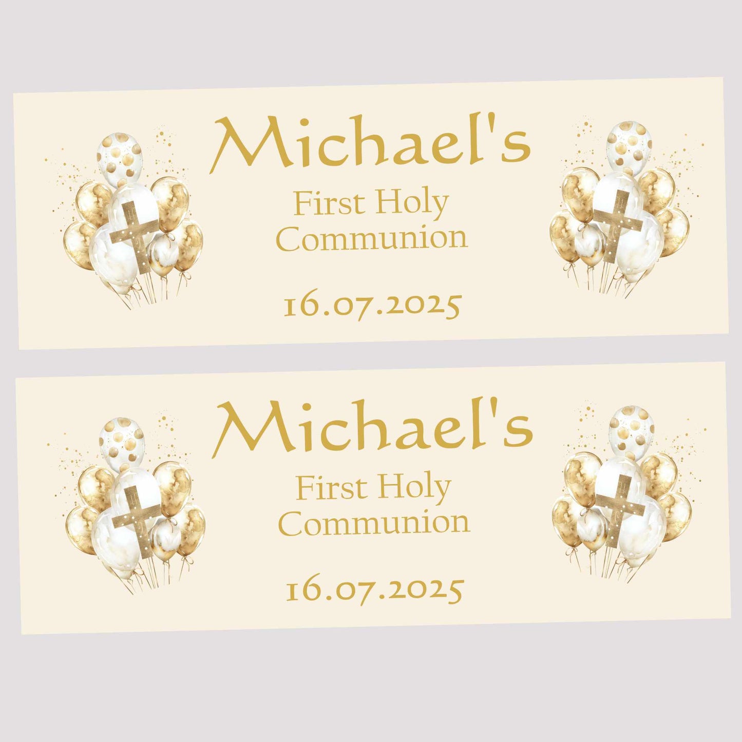 Gold Balloons First Holy Communion Party Banner