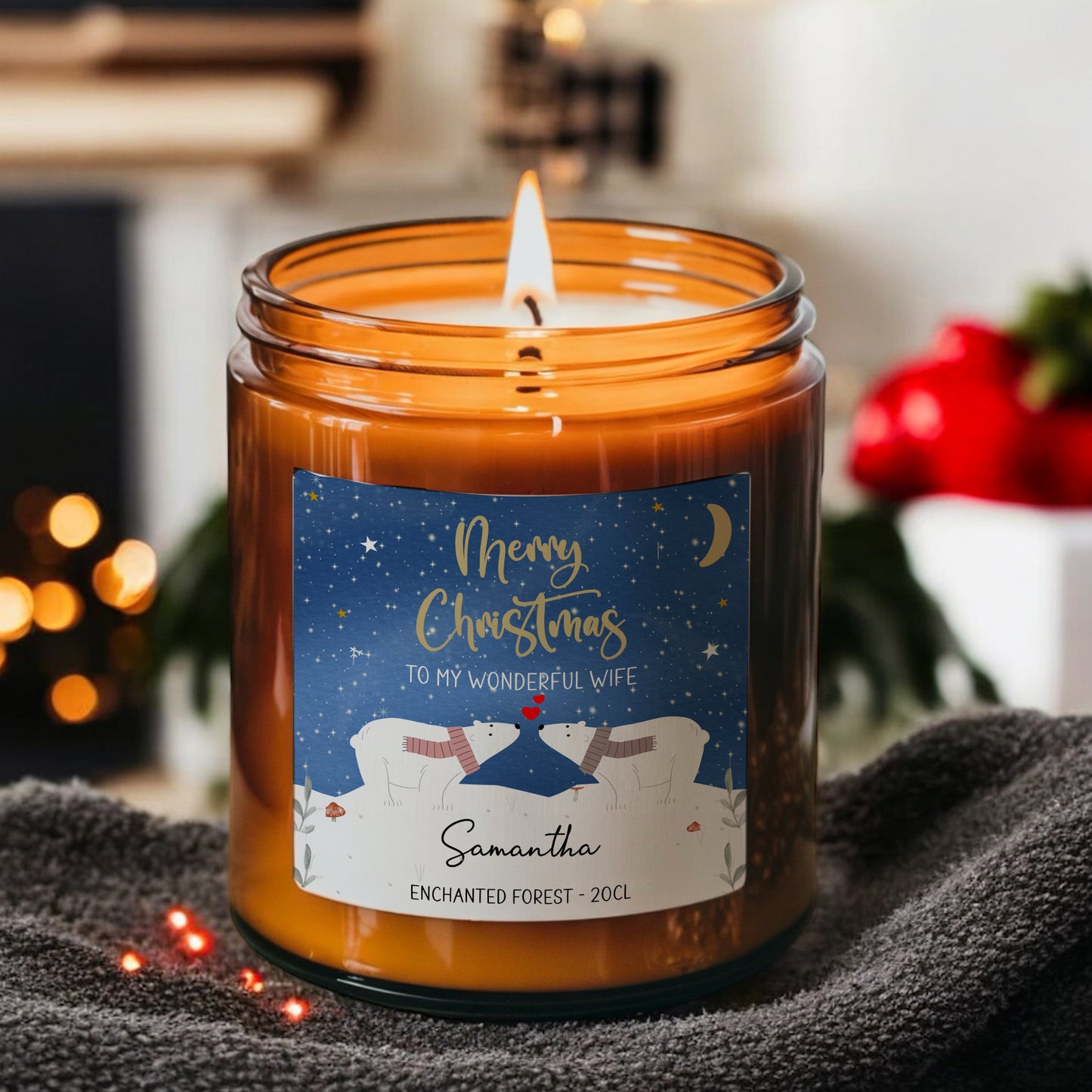 Personalised Christmas Gift For Wife, Partner, Girlfriend, Polar Bear Couple